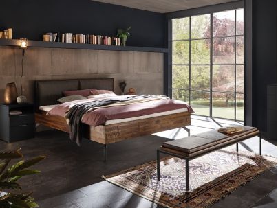 Lit Tondo en acacia massif, Hasena fabricant Suisse. Le Monde du Lit