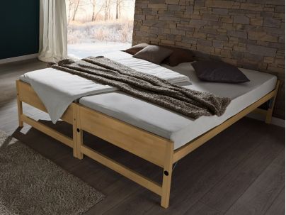 Lit gigogne Lido en hêtre naturel. Hasena fabricant Suisse. Meuble chambre. Le Monde du Lit