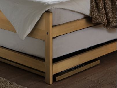 Lit gigogne Lido en hêtre naturel. Hasena fabricant Suisse. Meuble chambre. Le Monde du Lit