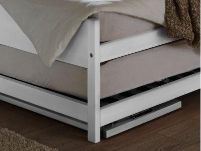 Lit gigogne Lido en hêtre blanc. Hasena fabricant Suisse. Meuble chambre. Le Monde du Lit