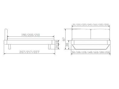Lit Oak  Cemoa en chêne sauvage massif, Hasena fabricant Suisse. Meuble pour la chambre