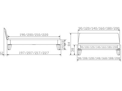 Lit Jenito en bois de chêne massif haut de gamme | Le Monde du Lit