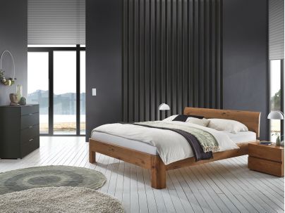 Lit Rondo en chêne massif, Hasena fabricant Suisse. Meuble pour la chambre. Le Monde du Lit