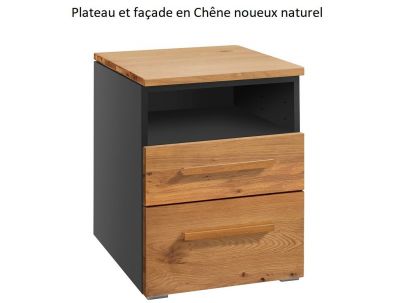 Chevet Dowe Chêne noueux naturel massif et anthracite | Collection Selezione | Le Monde du Lit