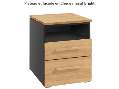 Chevet Dowe Chêne bright massif et anthracite | Collection Selezione | Le Monde du Lit