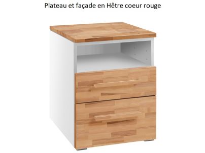 Chevet Dowe Hêtre coeur rouge massif et blanc | Collection Selezione | Le Monde du Lit