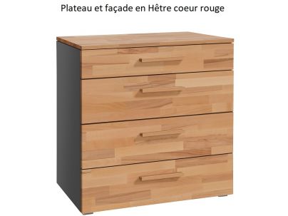 Commode Atrine en Hêtre coeur rouge massif et anthracite | Collection Selezione | Le Monde du Lit