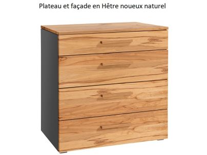 Commode Atrine en Hêtre noueux naturel massif et anthracite | Collection Selezione | Le Monde du Lit