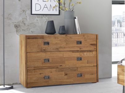 Commode 3 tiroirs Calino en Chêne massif recyclé | Collection Factory | Le Monde du Lit