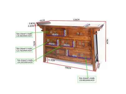 Yala4 en hevea massif - Commode en bois - Meuble de chambre - Le Monde du Lit