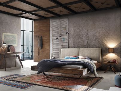 Lit Opéra en acacia massif, Hasena fabricant Suisse. Le Monde du Lit