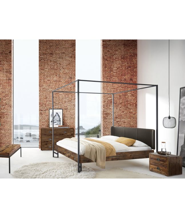 HASENA - Lit baldaquin en acacia massif