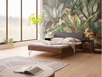 Lit Lugano en noyer massif haut de gamme de notre collection LOUNGE