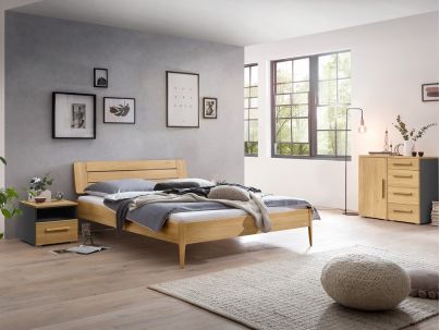 Lit Busseto en chêne bright massif haut de gamme de notre collection LOUNGE