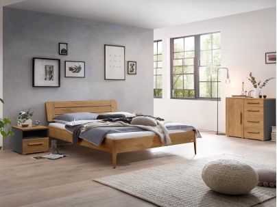 Lit Busseto en chêne noueux naturel massif haut de gamme de notre collection LOUNGE