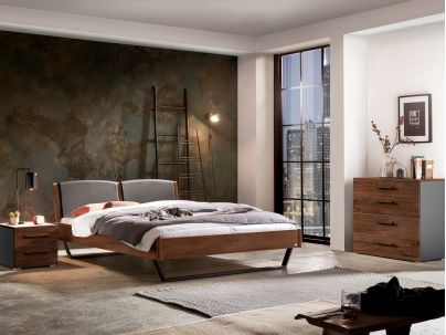 Lit Marola en noyer massif haut de gamme de notre collection LOUNGE