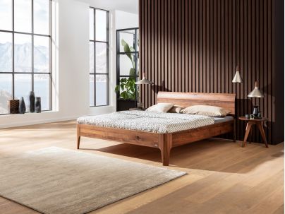 Lit Syma 2 en noyer massif | Collection Fine Line | Le Monde du Lit