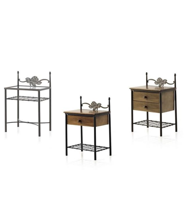 Chevets Rosalia en fer forgé. Meuble design pour la chambre. Le Monde du Lit