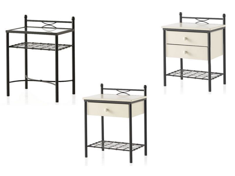 Chevet Clara en fer forgé. Meuble design pour la chambre. Le Monde du Lit