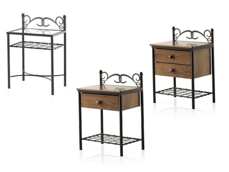 Chevet Lira en fer forgé. Meuble design pour la chambre. Le Monde du Lit