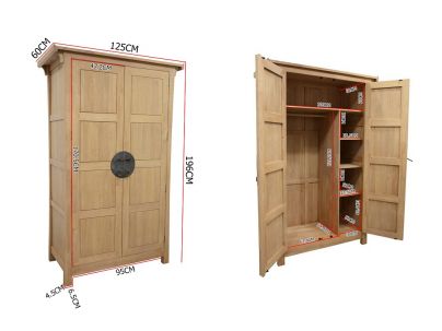 Armoire Yala2 en hevea massif de qualité. Meuble en bois massif pour la chambre. Le Monde du Lit