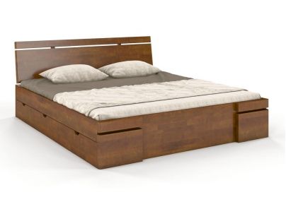 Lit Iris avec tiroirs en hêtre massif haut de gamme | Le Monde du Lit