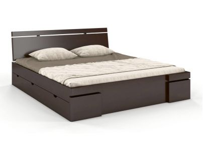 Lit Iris avec tiroirs en hêtre massif haut de gamme | Le Monde du Lit