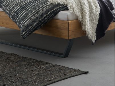 Lit Pietra bois et métal de style industriel - Lit en chêne massif - Le Monde du Lit