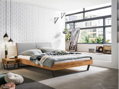 Lit Pietra bois et métal de style industriel - Lit en chêne massif - Le Monde du Lit