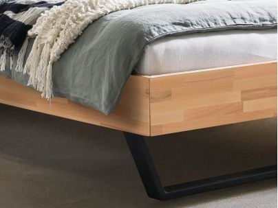 Lit Sariano en hêtre massif haut de gamme, en bois massif | Le Monde du Lit