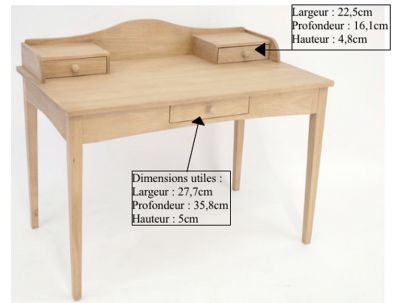 Bureau enfant Rayong en hevea 100% massif. Meuble de qualité.