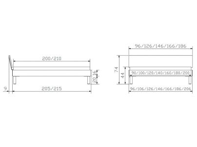 Lit Lodi en chêne bianco massif haut de gamme, en bois massif | Le Monde du Lit