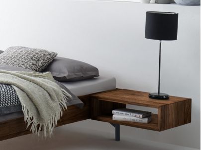 HASENA - Lit Cardella en bois de noyer massif