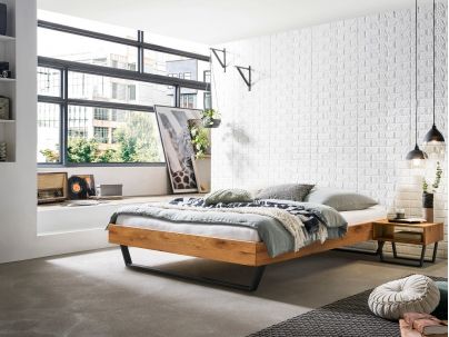 Lit Ostino en chêne noueux naturel fabriqué par Hasena