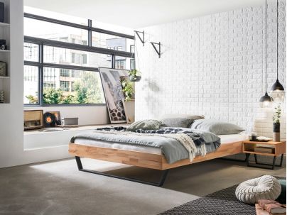 HASENA - Lit Ostino en hêtre coeur rouge massif