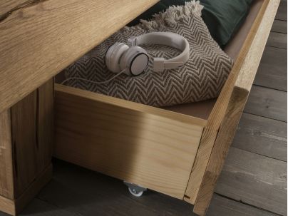 Lit Arthur 7 en chêne massif haut de gamme, meuble pour la chambre. Le Monde du Lit