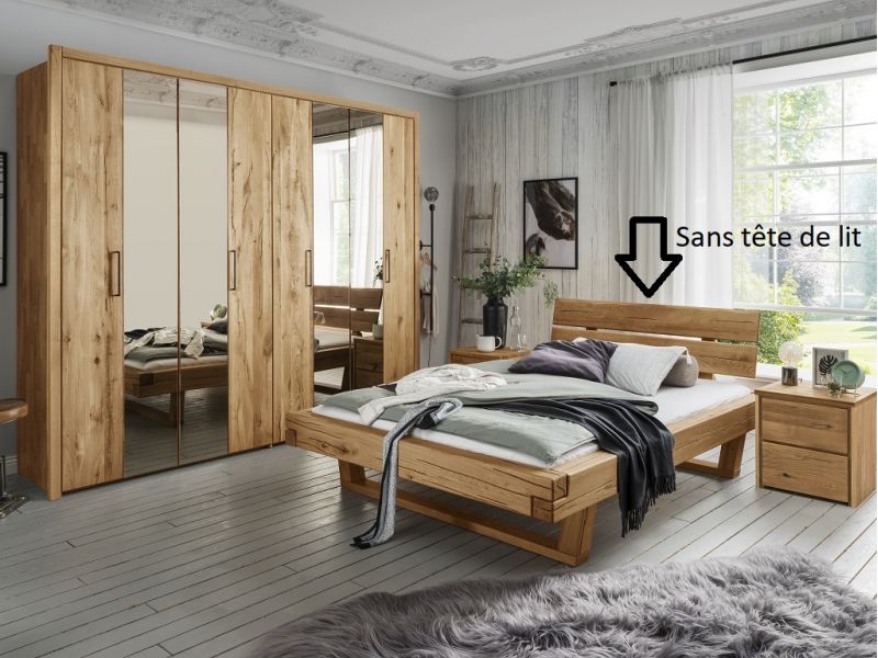 Lit Arthur 3 en chêne massif sans tête de lit certifié FSC 140 au 200 cm - Lit en bois - Le Monde du Lit