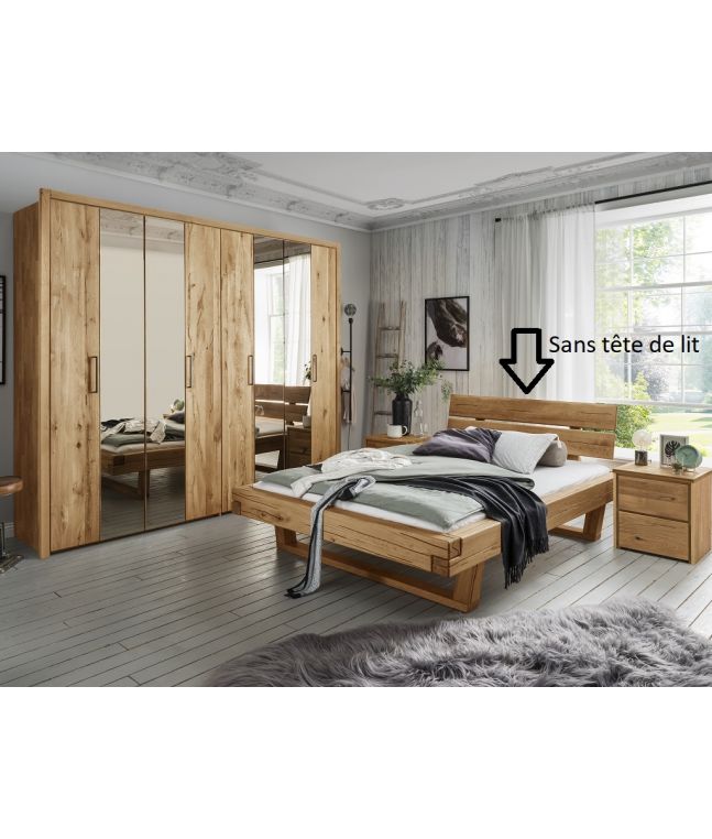 Lit Arthur 3 en chêne massif sans tête de lit certifié FSC 140 au 200 cm - Lit en bois - Le Monde du Lit