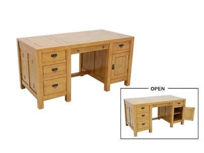 Bureau Pattani en hevea massif de qualité. Fabrication artisanale.