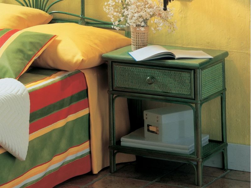 Chevet Léon en rotin haut de gamme, meuble pour la chambre à coucher. Le Monde du Lit