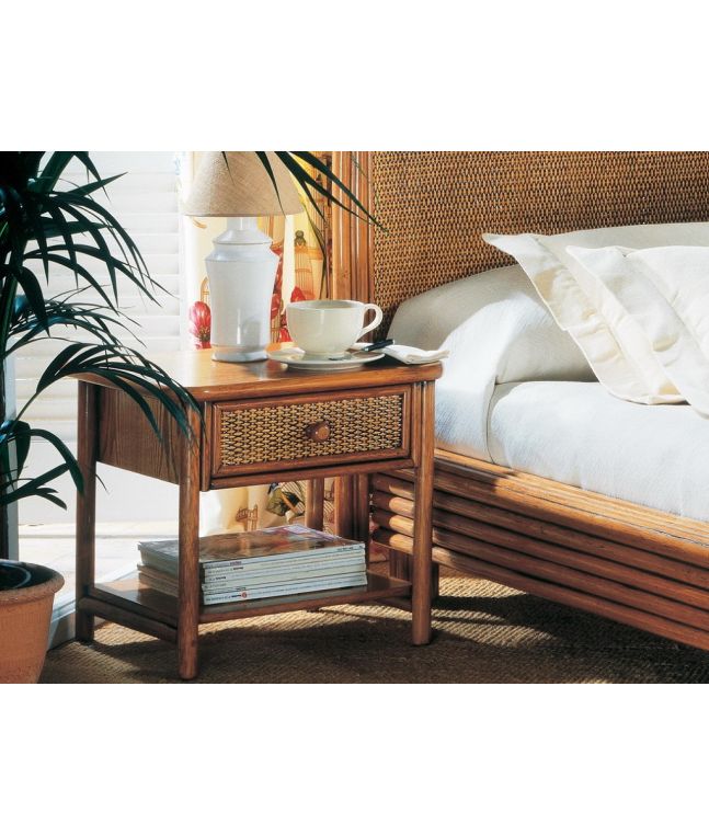 Chevet Mérida en rotin haut de gamme, meuble pour la chambre à coucher. Le Monde du Lit