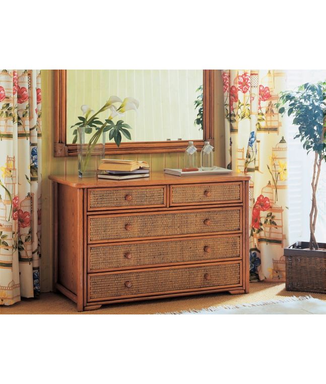 Commode Soria en rotin haut de gamme, meuble pour la chambre à coucher. Le Monde du Lit