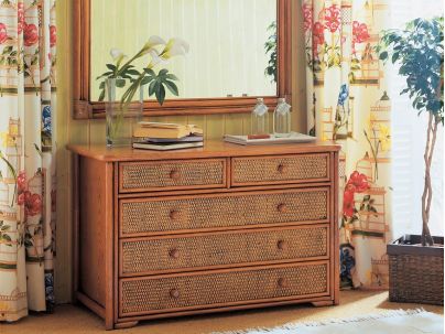 Commode Soria en rotin haut de gamme, meuble pour la chambre à coucher. Le Monde du Lit