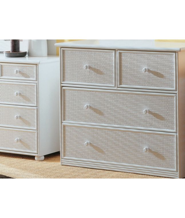 Commode Getafe 2 en rotin haut de gamme, meuble pour la chambre à coucher. Le Monde du Lit