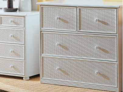 Commode Getafe 2 en rotin haut de gamme, meuble pour la chambre à coucher. Le Monde du Lit