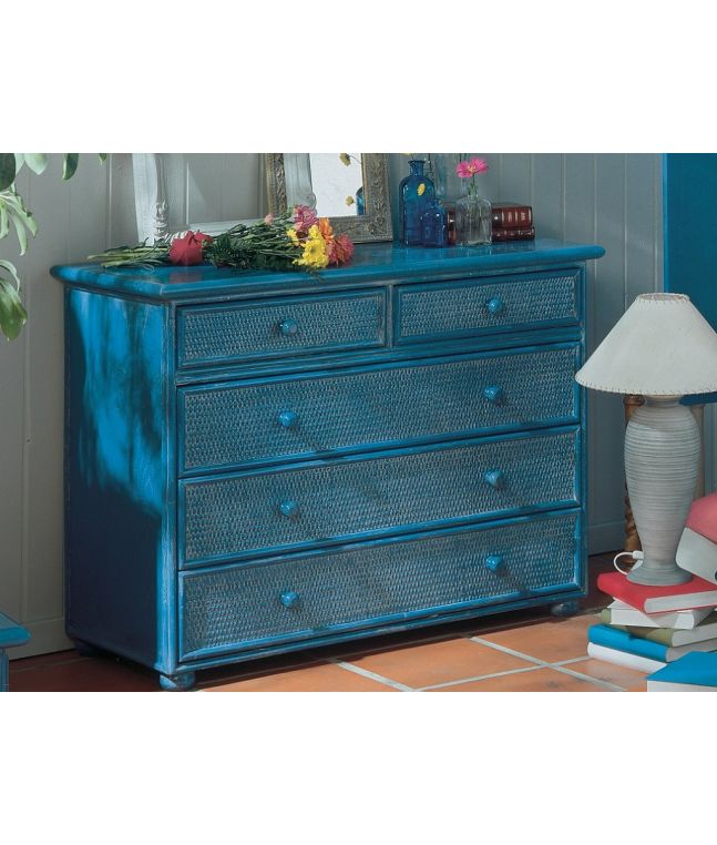 Commode Zafra en rotin haut de gamme, meuble pour la chambre à coucher. Le Monde du Lit