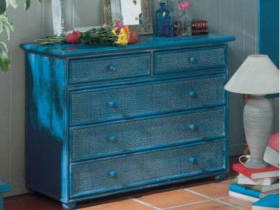 Commode Zafra en rotin haut de gamme, meuble pour la chambre à coucher. Le Monde du Lit