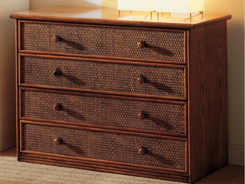 Commode Ceuta en rotin haut de gamme, meuble pour la chambre à coucher. Le Monde du Lit