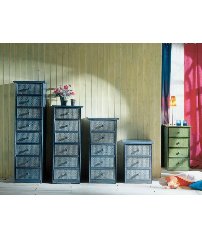 Chiffonnier Léon en rotin haut de gamme, meuble pour la chambre à coucher. Le Monde du Lit