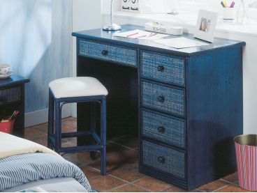 Tabouret en rotin Caceres bleu